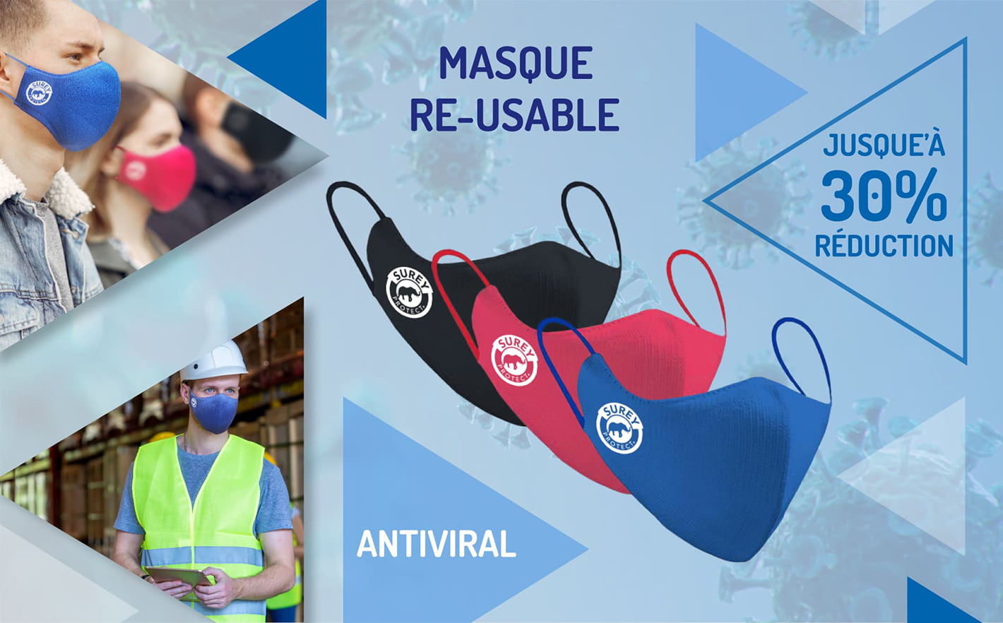 Découvrez nos nouveaux masques antibactériens réutilisables