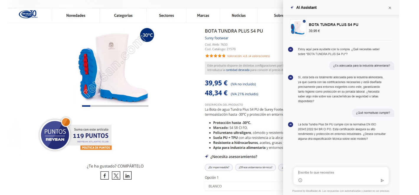 Notre assistant IA vous aide à trouver des EPI, des chaussures de sécurité, des vêtements de travail et des vêtements jetables en quelques secondes.