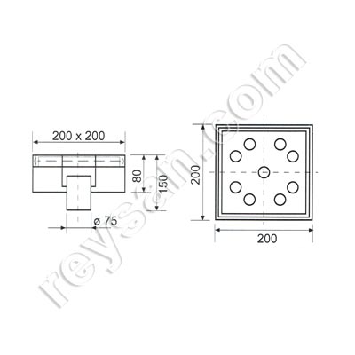 BOUCHE EVAC 200x200x120 mm 1372SF