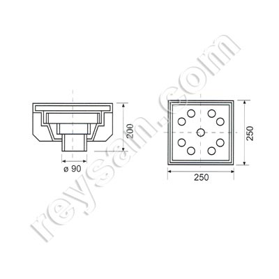 BOUCHE EVAC 250x250x200 mm 137-3