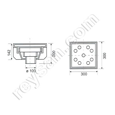 BOUCHE EVAC 300x300x200 mm 1374SF