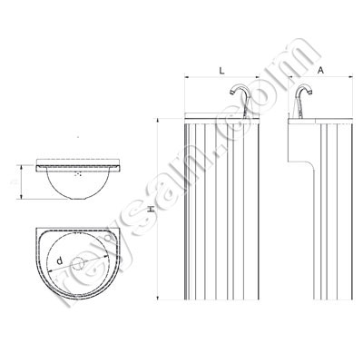 LAVE MAINS INOX SUR PIED À COLONNE 