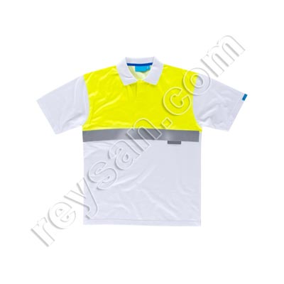 POLO HAUTE VISIBILITÉ BLANC-JAUNE