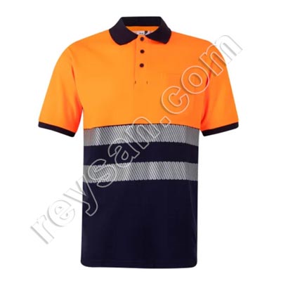 POLO BICOLORE MANCHES COURTES EN COTON HAUTE VISIBILITÉ