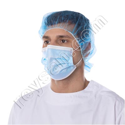 MASQUE 2 COUCHES – BLEU AVEC ÉLASTIQUES NUQUE